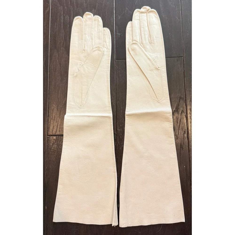 Kaydoe Womens Opera Gloves White Vintage Long Leather Formal Evening Wedding NEW